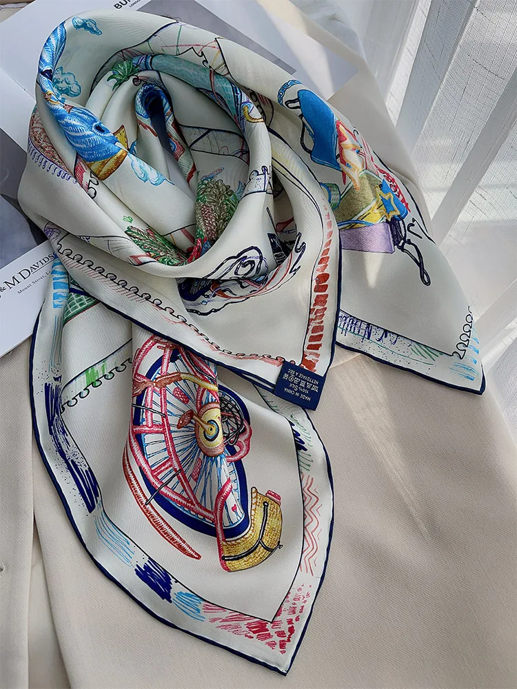 2024 nowy Herm jedwab szalik zwinięty szalik 90*90cm designerska ręczna torba Bandana hidżab opaska na głowę