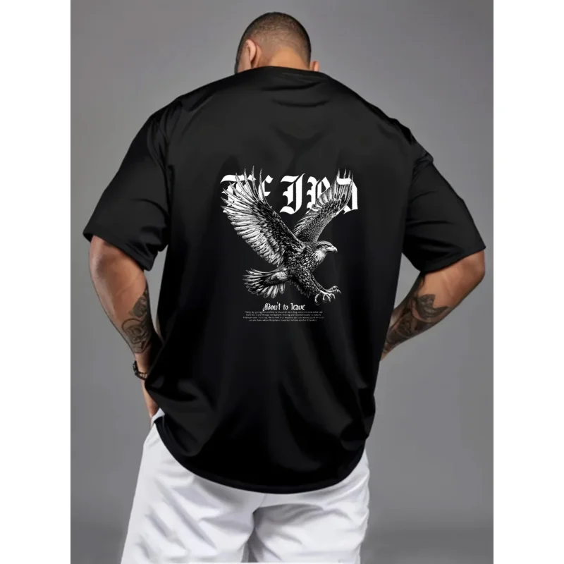 

Men's T-Shirt Black The Legend Eagle Printed Pattern & Text High Quality Cotton 180g