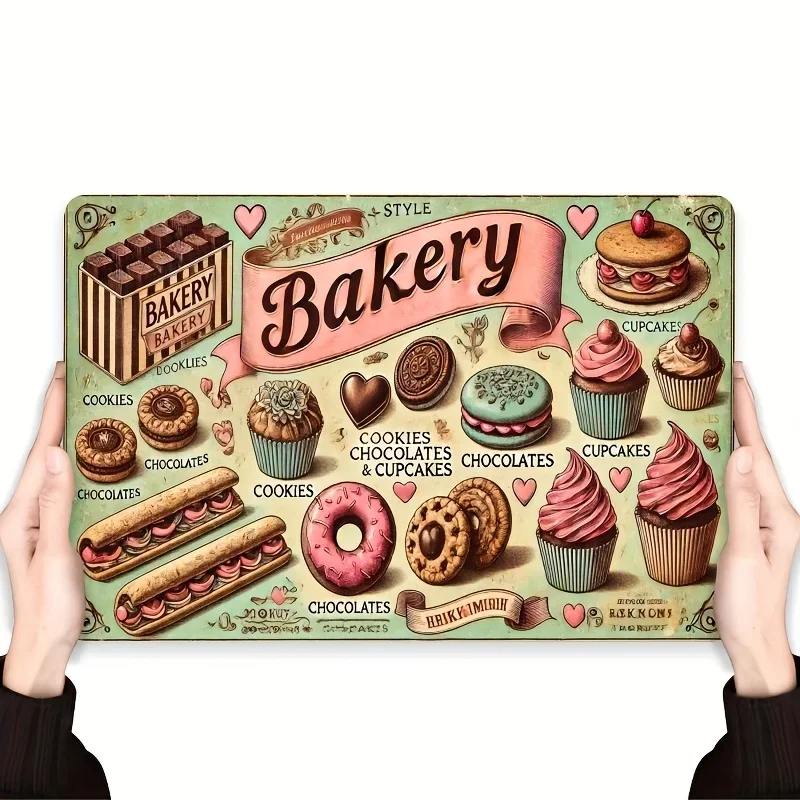 Vintage dessert shop billboard, metal iron sign, inches, Perfect for Room Decor