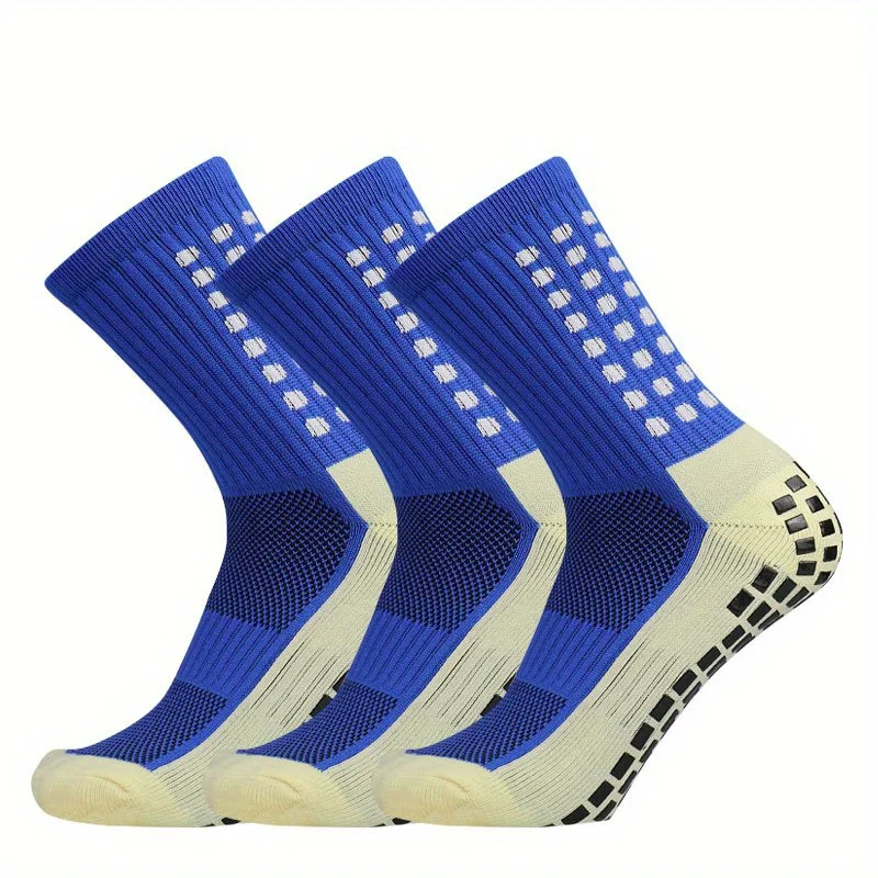 3 Pairs Multifunctional Professional Non-slip Silicone Football Socks, Outdoor Breathable Training Sports Socks