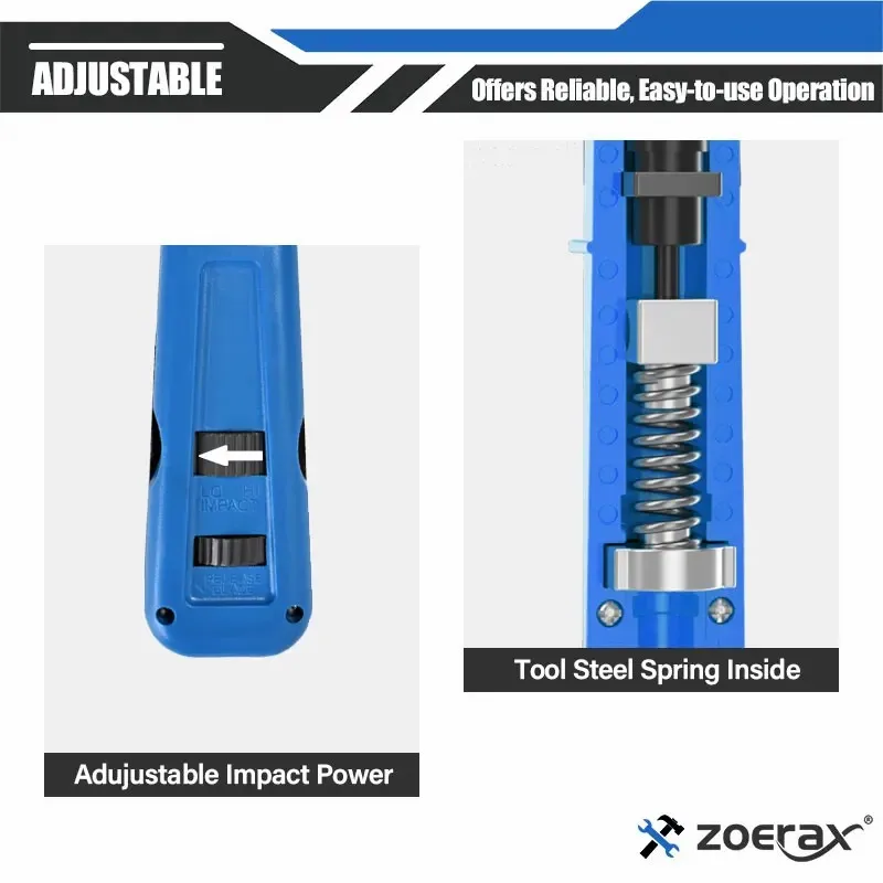 Punch Down Tool, ZoeRax 110 Type Multi-function Network Cable Tool with Two Blades Telephone Impact Terminal Insertion Tools