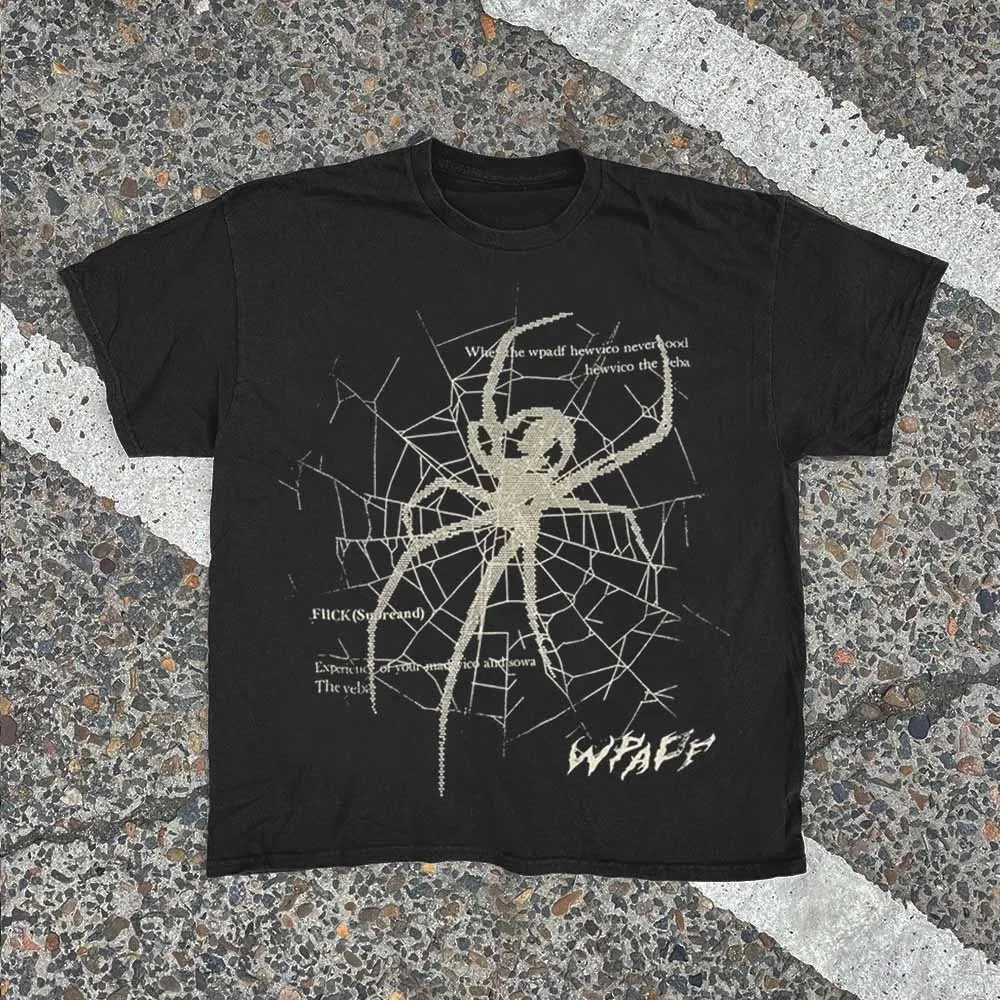 Vintage Dark Spider Graphic Cotton Print T-shirt Men Y2K Summer Short Sleeves Oversize T-shirt Men Women's Casual Tee Tops