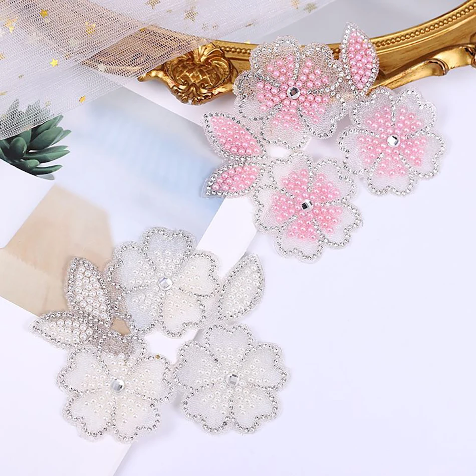 Beautiful Flower Crystal Rhinestone Patches On Clothes DIY Washable Heat Stickers Sparking Design Iron On Transfer For Bag Decor