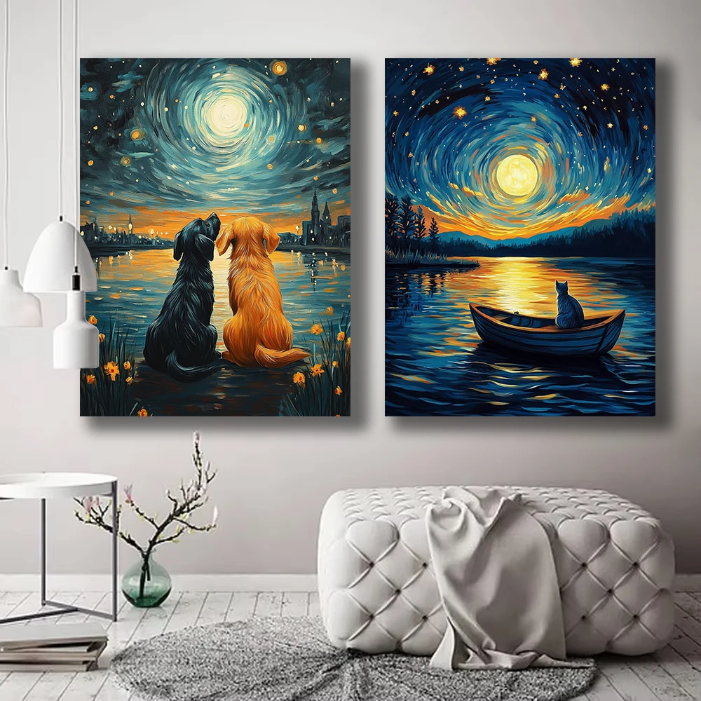 1 piece Van Gogh style canvas poster, wall art canvas painting, Christmas wall decoration, Christmas gift, ideal gift for friend