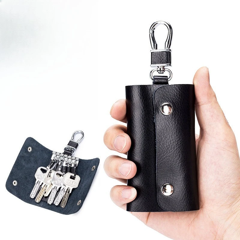 Torba na klucze męska, prawdziwa skóra, miękka, mini, wielofunkcyjna, z wieloma haczykami, pełna ochrona, do noszenia na pasie.