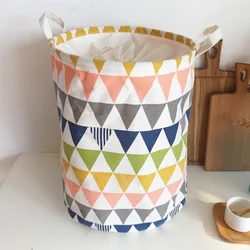 Beam Mouth Cotton And Linen Round Bucket Household Dirty Clothes Basket Fabric Large Waterproof Folding Stall Storage Bucket