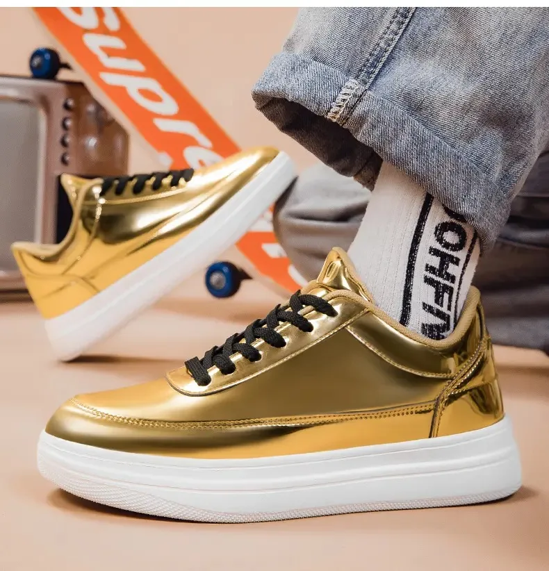 

2025 Новые кожаные глянцевые кроссовки, спортивная обувь большого размера, размер 39-47.