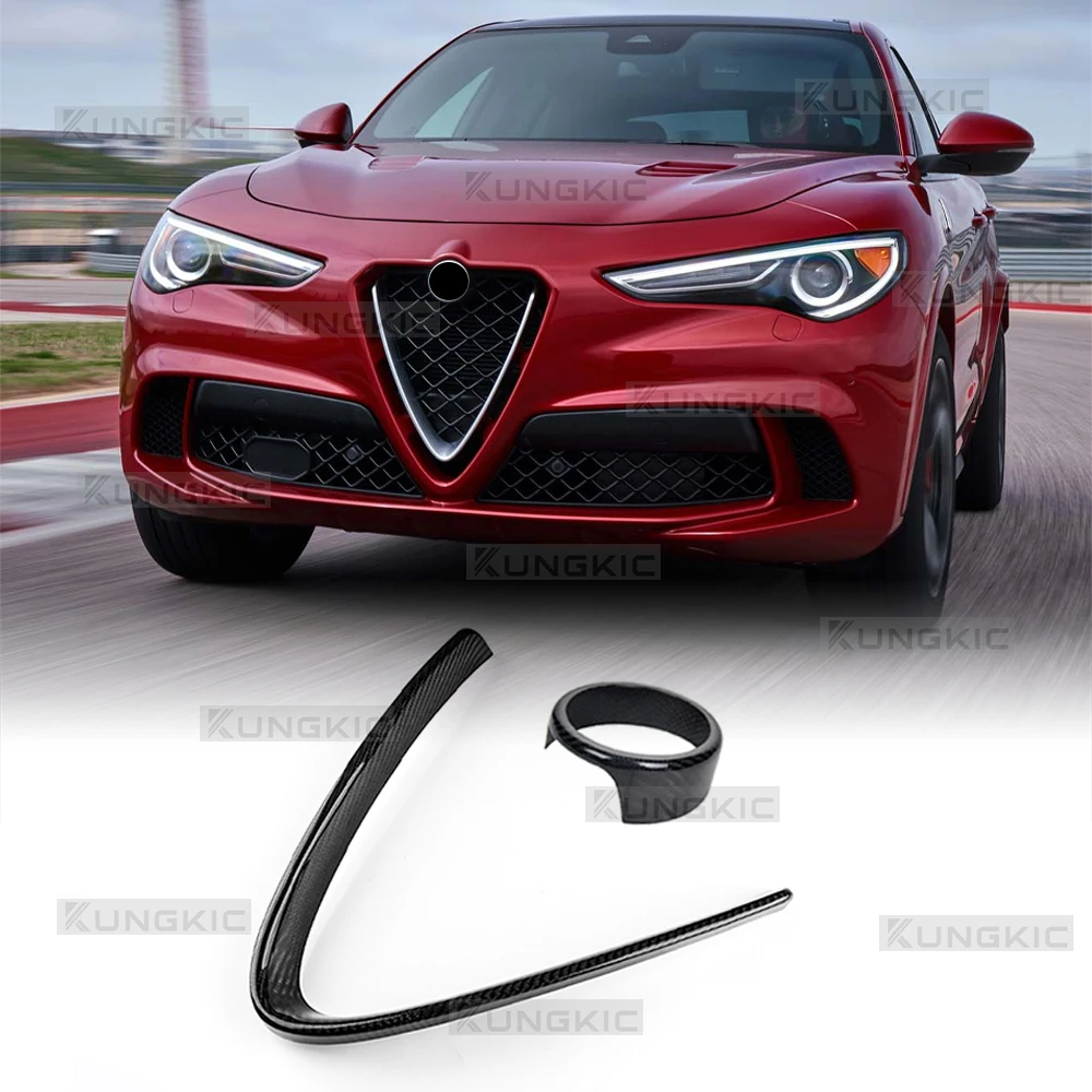

Твердое сухое углеродное волокно для Alfa Romeo Stelvio Giulia 2017 2018 2019 2020 2021 2022 2023 2024 передняя решетка рамка V-образная