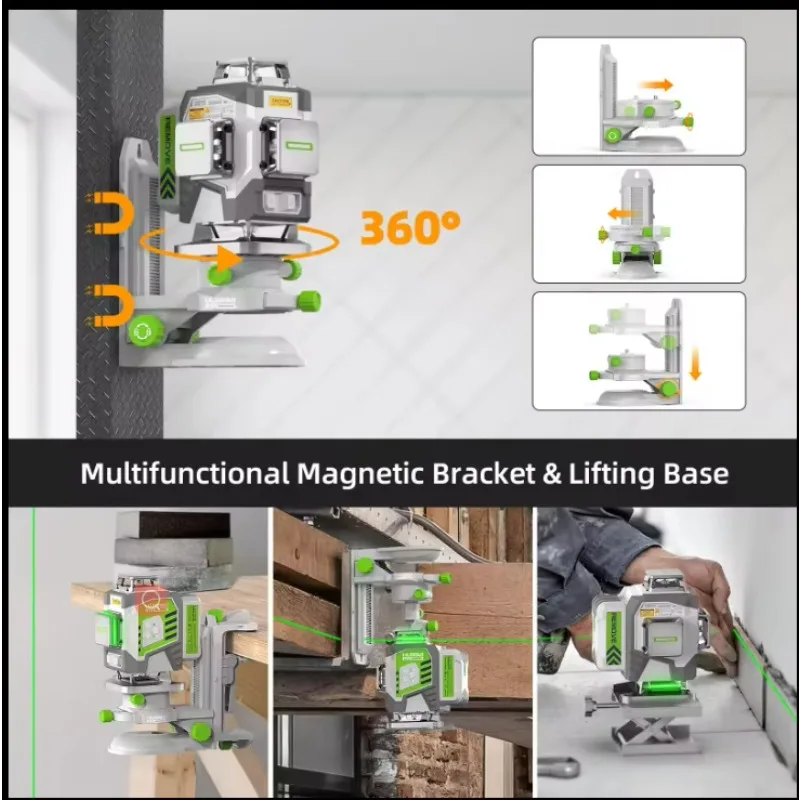 Huepar 2024 تصميم جديد 4D 16 خط مستوى الليزر شعاع أخضر ZK04CG
