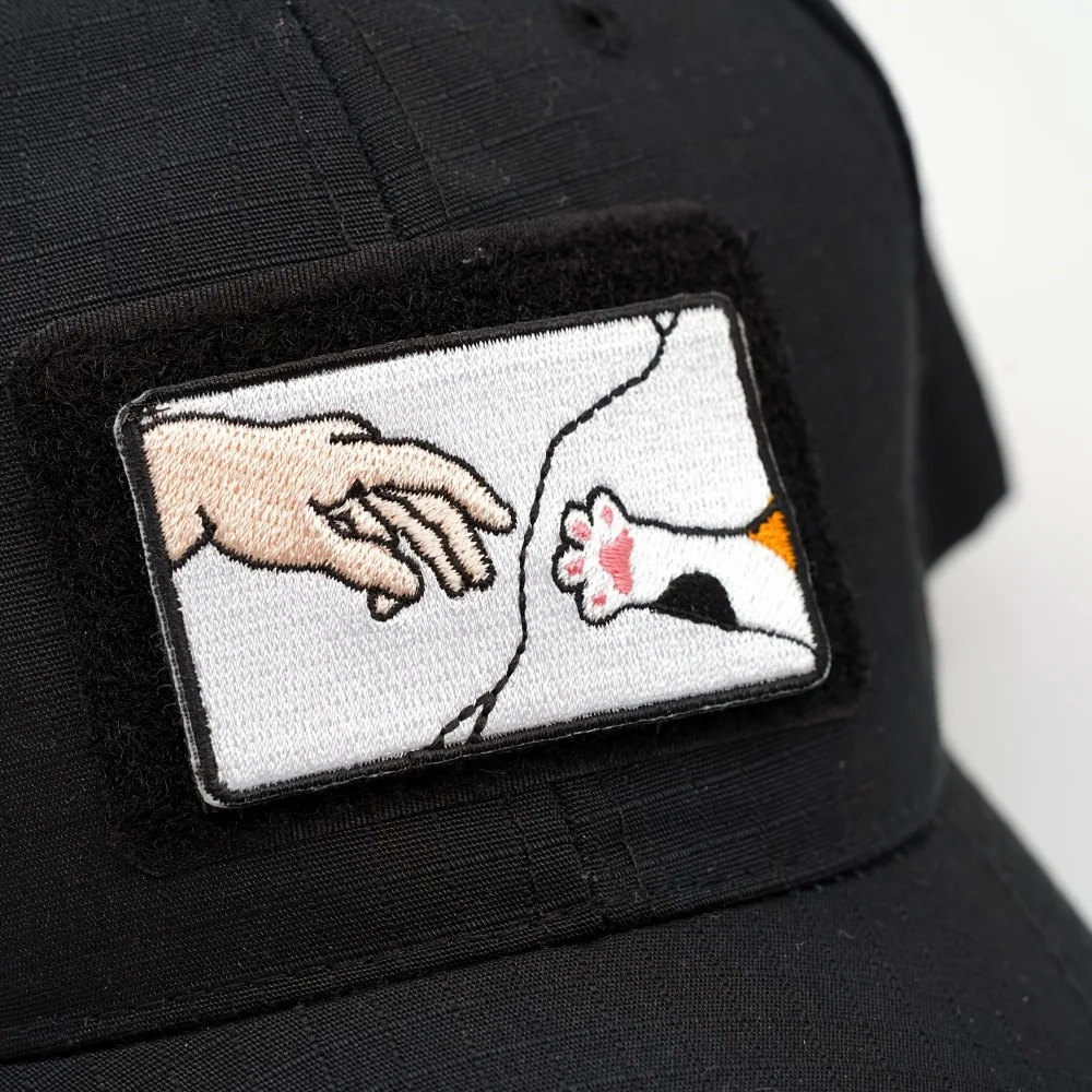The Creation of Adam Cat Funny Meme Quote Embroidered Velcros Patch Morale Hook & Loop Badge for Tactical Molle Backpack, Jacket - view 3