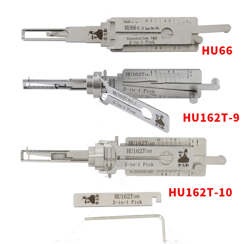Original LISHI 2 en 1 HU66 HU162T-9 HU162T-10 para VW Audi Skoda Lishi herramienta de selección herramienta de cerrajería