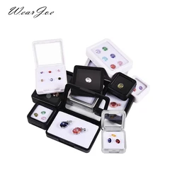 Top Glass Gem Box Gemstone Holder Display Loose Diamond Stone Show Jewelry Case Storage Organizer Tool Coin Jar Novel Container