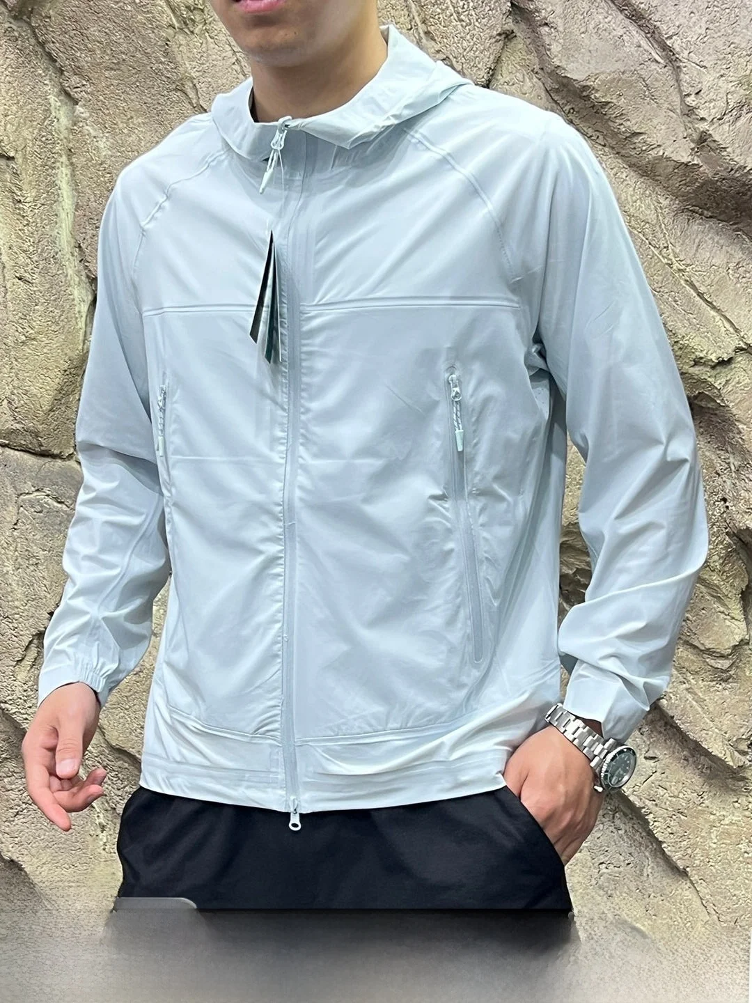 double-sided-wearable-seamless-sealed-skin-shirt-men's-quick-dry-elastic-nylon-polyester-blend-upf50-sunscreen-jacket