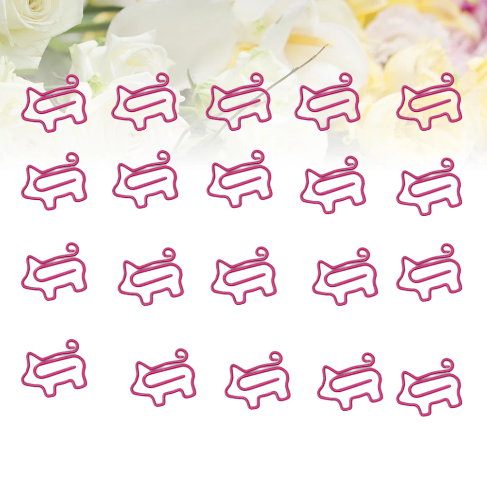 20pcs Pig Shape Creative Paper Clips Premium Metal Strong Clipping Force Bookmark Office Home School Use Rosy Fast Delivery