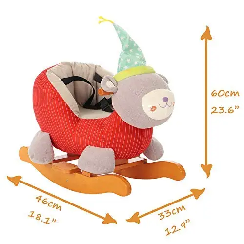 Drewniana zabawka dla dzieci z własnym logo, różne pluszaki, huśtawka, drewniane koń na biegunach, krzesło-konik na biegunach