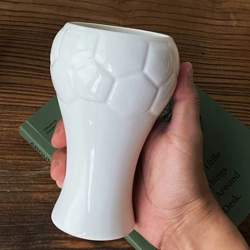 Creative Hercules Cup Shaped Ceramic Vase Football Texture Art Flower Utensils Living Room Desktop Storage Decoration Ornament