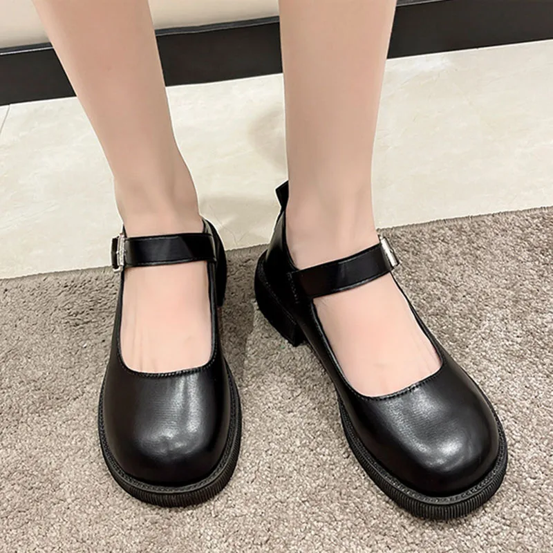 Women's 2024 Spring Summer Loafers New British Casual Low Heel Round Toe Mary Jane Single Shoes with Small Leather Pumps Shoes