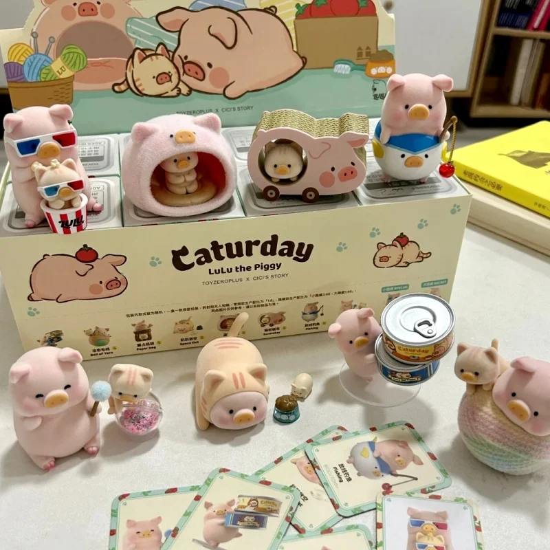 Nueva Caja Sorpresa Original de la Serie Lulu Pig The Caturday, Linda Figura de Anime de Cerdito, Modelo de Juguete, Decoración de Escritorio, Colección, Regalo Sorpresa