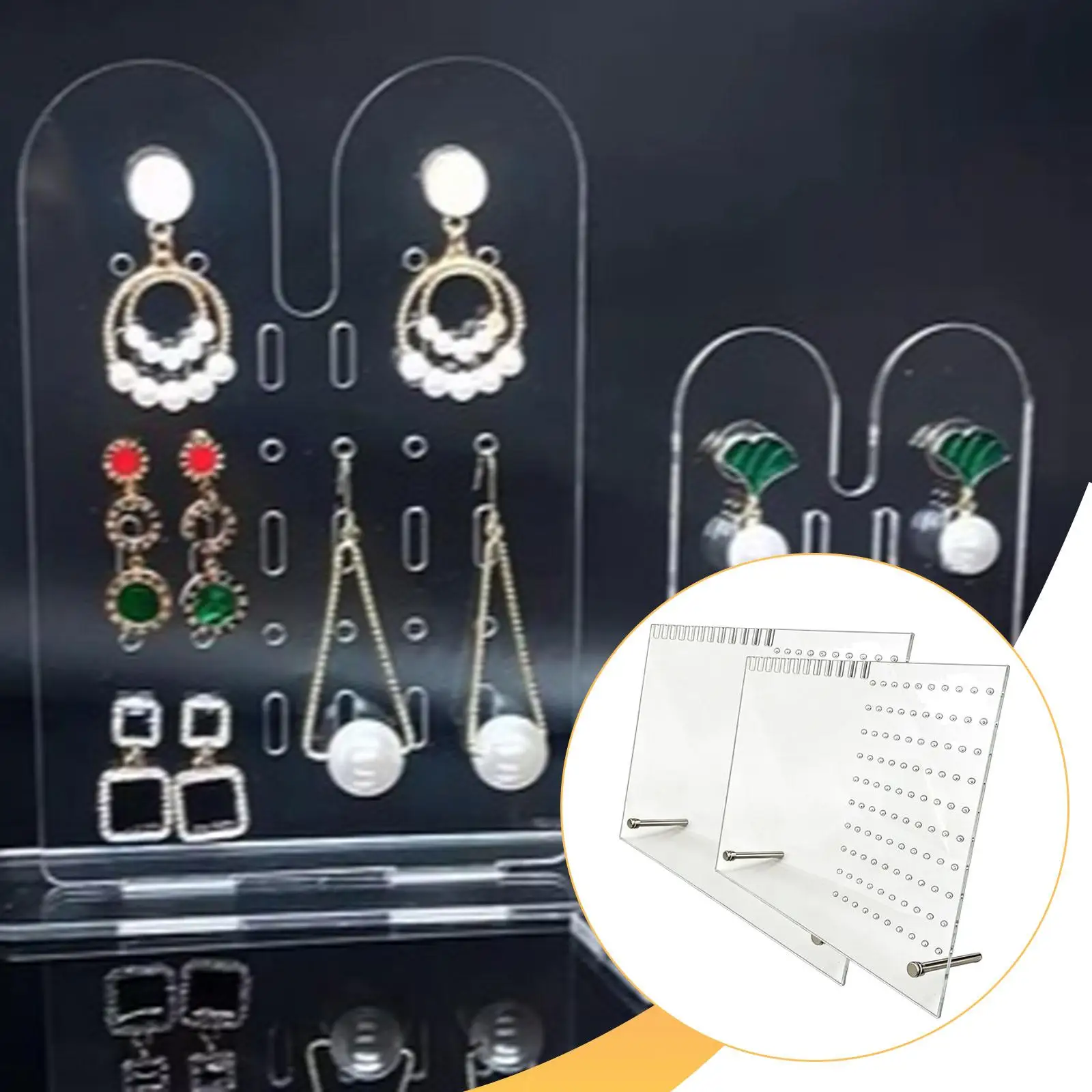 

2 Pieces Acrylic Jewelry Display Stand Clear Showcase Home Multifunction Necklace Bracelet Holder Earring Dangle Showcase Stand