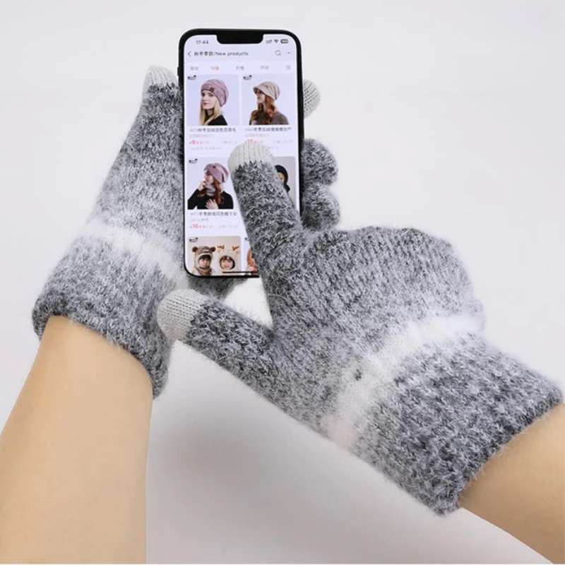 مجموعة قفازات وشاح قبعة شتوية محبوكة للنساء مكونة من 3 قطع من إكسسوارات الملابس الدافئة للطقس البارد