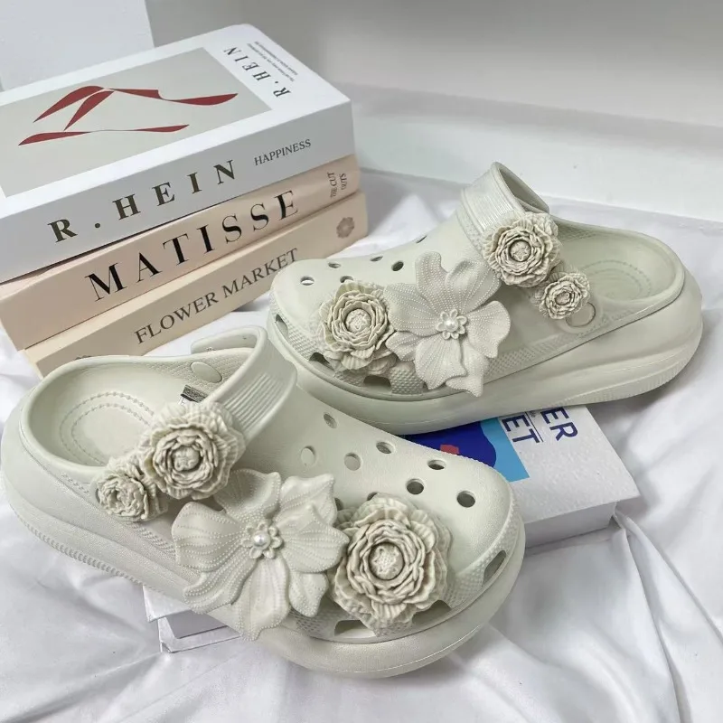 2025 Fashion Shoe Charms Set Accessories Hole Shoe Buckle DIY New Style Bouquet Bone White 3D Flower Shoes Decorations image 6