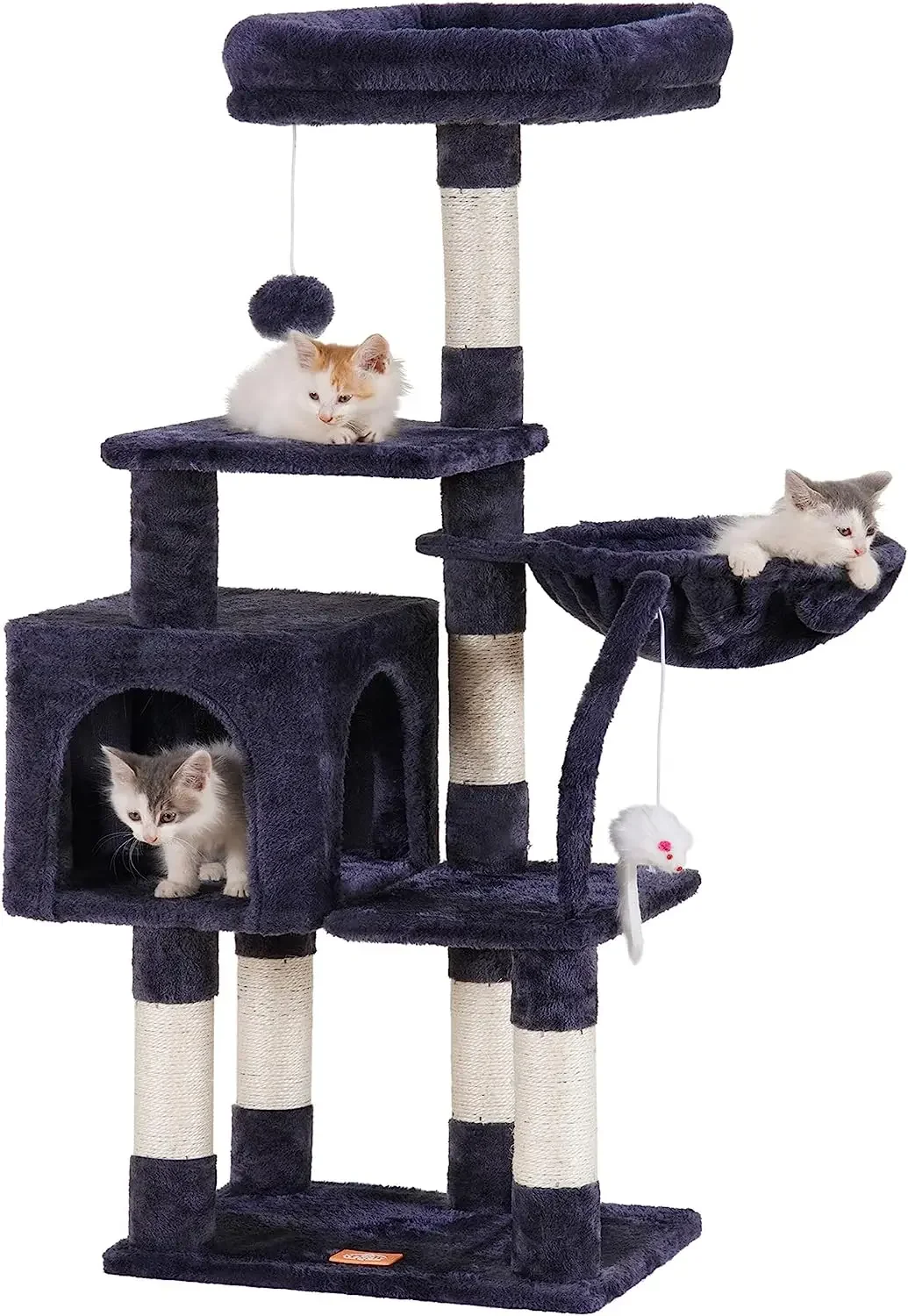 

Cat Tree with Toy, Cat Tower condo for Indoor Cats, Cat House with Padded Plush Perch, Cozy Hammock and Sisal Scratching