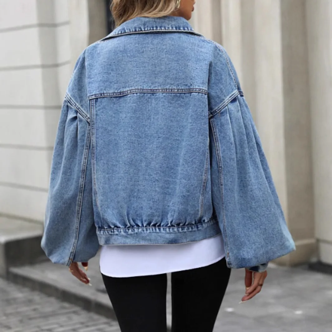 Women's clothing INS casual street trendsetters loose and versatile short denim jacket fashionable and simple style outfit top