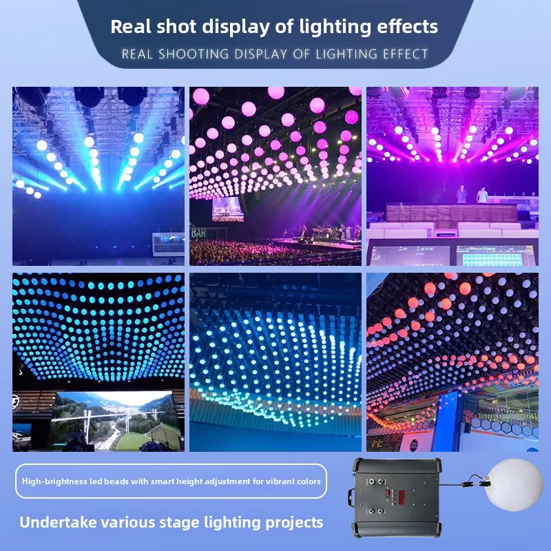 LED stage lifting club wedding exhibition hall numerical control matrix luminous ball suspension dynamic 3D color-changing light