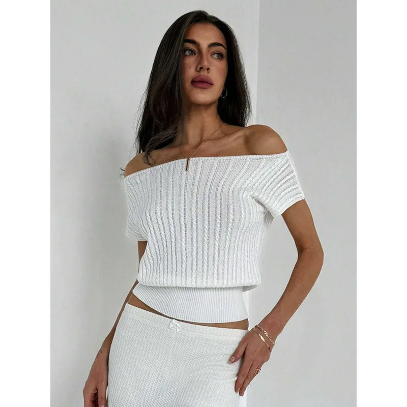 

Off-Shoulder Knit Top Women's Fashion Spring 2026 One-Shoulder Design Other Fabric Casual Wear for Ladies