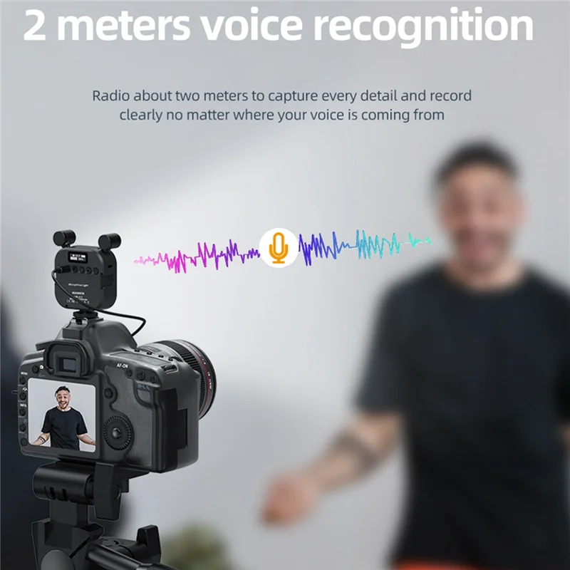 2500K-9000K นำไมโครโฟนไฟ LED เติมแสงวิดีโอขนาดเล็ก Vlog แสงสี RGB ไมค์สำหรับสมาร์ทโฟนกล้อง SLR V03-White