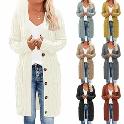 Fashion Solid Long Sleeve Casual V-Neck Women Simple Basic Cardigans College Preppy Breathable Single Breasted Soft Cardigan