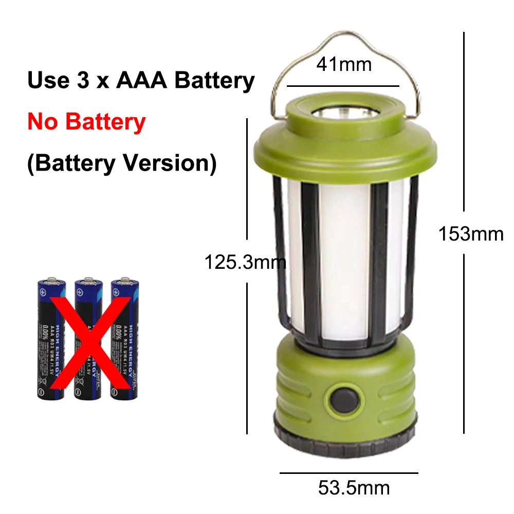 LED Camping Lantern Waterproof Flashlight Portable Multifunctional 5 Lighting Modes Hanging Emergency Lamp Outdoor Tent Light