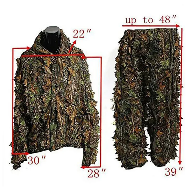 Ghillie Suit Men Women Bionic Camouflage Robe Outdoor Hunting Birdwatch Polyester Clothing Training Combat Clothes Set