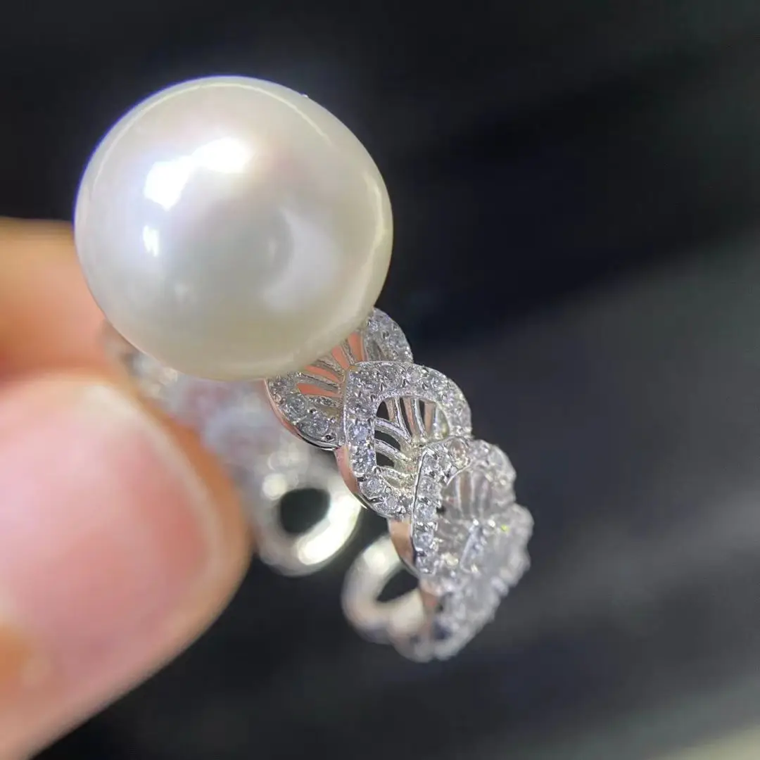 S925 Sterling Silver Adjustable Ring Mount Settings Findings Mountings Accessory Parts Fittings for 9-12mm Pearls 5pcs/lot