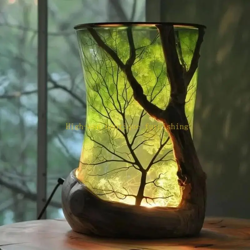 L9NB Enchanting Forest Table Lamp For Bedroom Bedsides Small Aesthetic Lamp Decoration