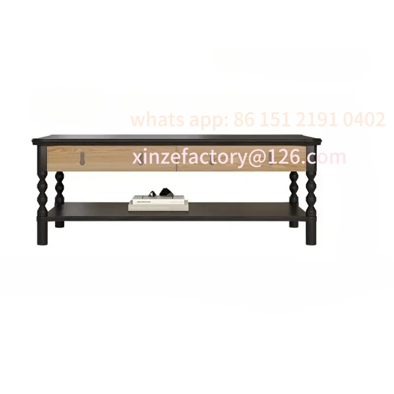 

Customizable medieval solid wood coffee table TV cabinet combination French retro log living room sofa storage table