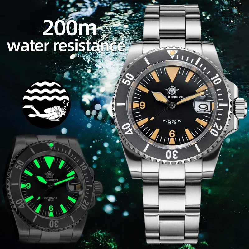 ADDIESDIVE AD2064 relojes automáticos de lujo para hombre 20Bar bisel de cerámica resistente al agua cristal de zafiro C3 fecha luminosa reloj mecánico