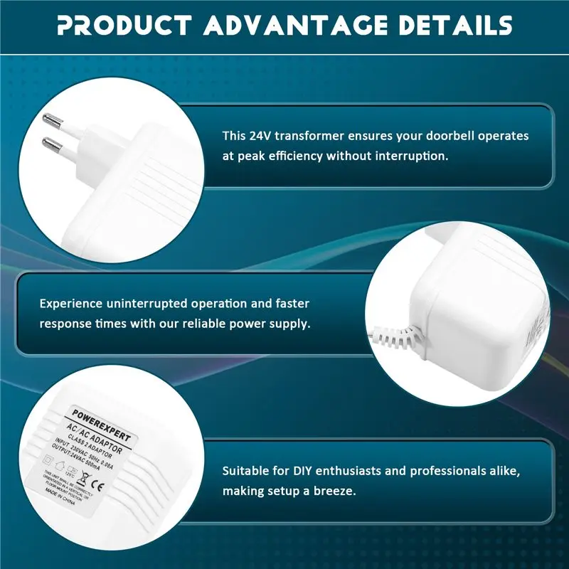 [NEW!A93G】 24V Doorbell Transformer Adapter For Video Doorbells, Enhanced Performance & Easy Installation