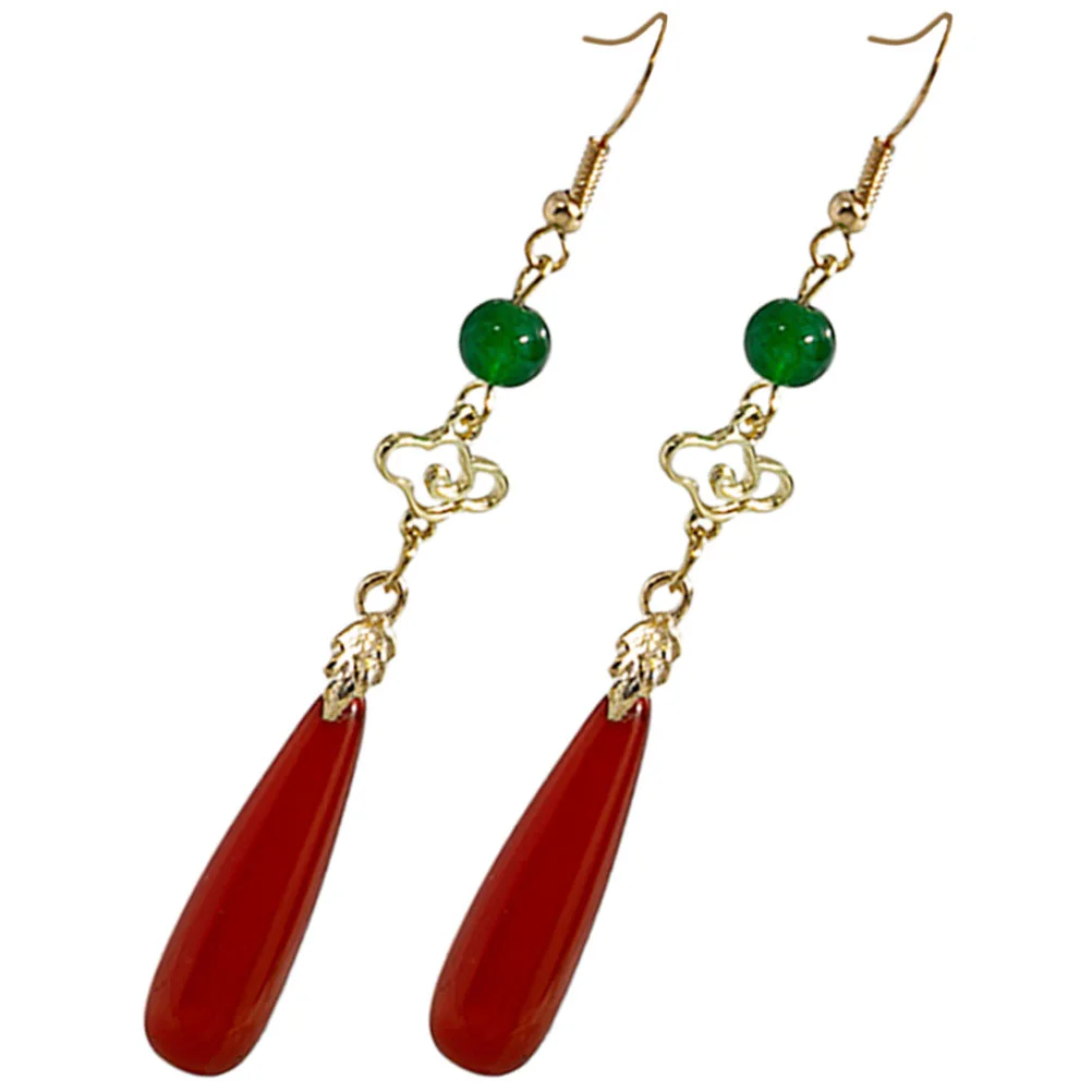 

Retro Chinese Style Xiangyun Earrings of The Lid Gemstone Girls Decoration Drop Dangle Female for Women Woman