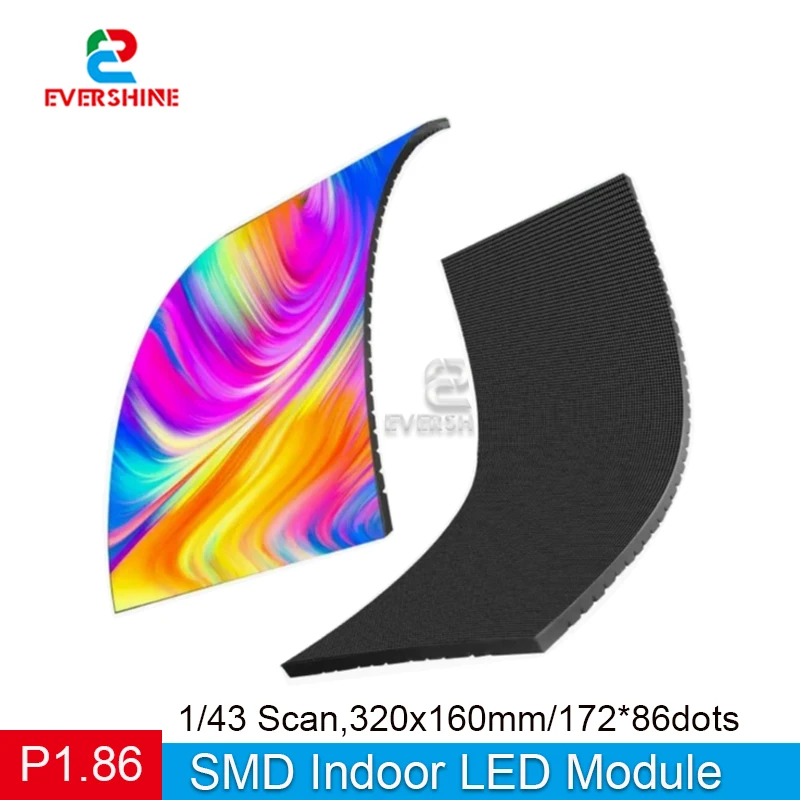 P1.86 Flexible LED Module 320×160mm 172*86 Dots 1/43 Scan SMD Full Color RGB Bendable Soft LED Panel Indoor Curved Cylinder LED