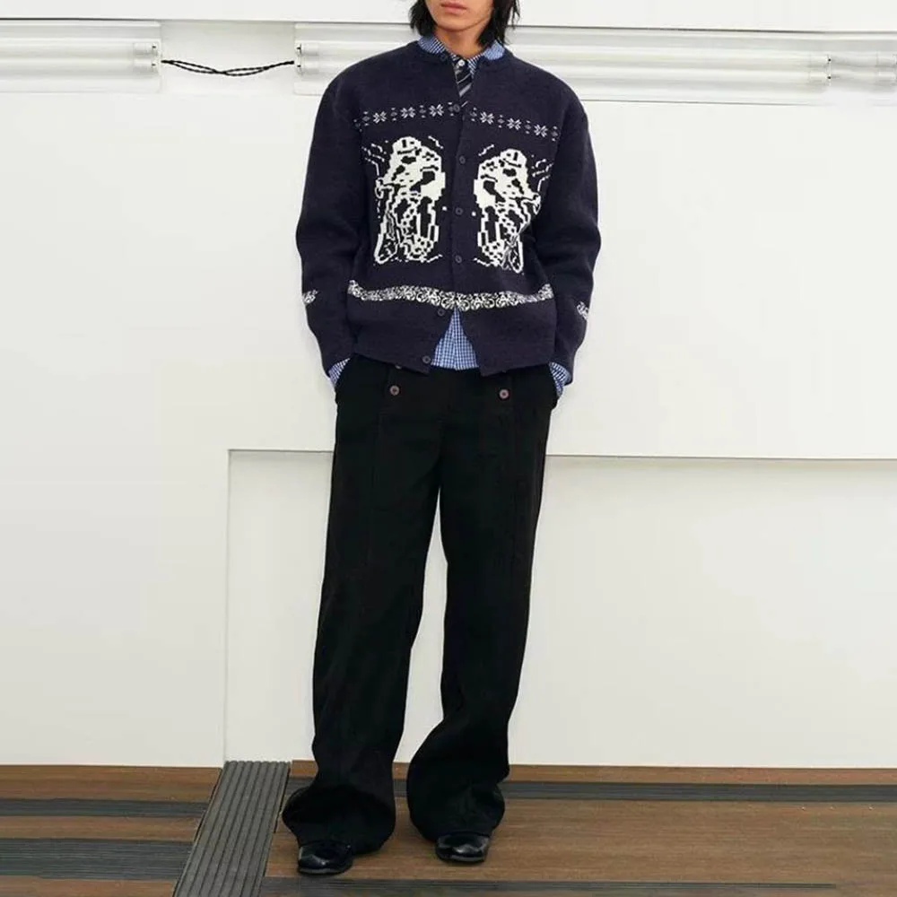 Sweater Lengan Panjang Grafis Y2k Pria Musim Gugur, Tren Fashion Retro Amerika, Gaya Jalanan Longgar Kasual, Atasan Pria Unik 2025