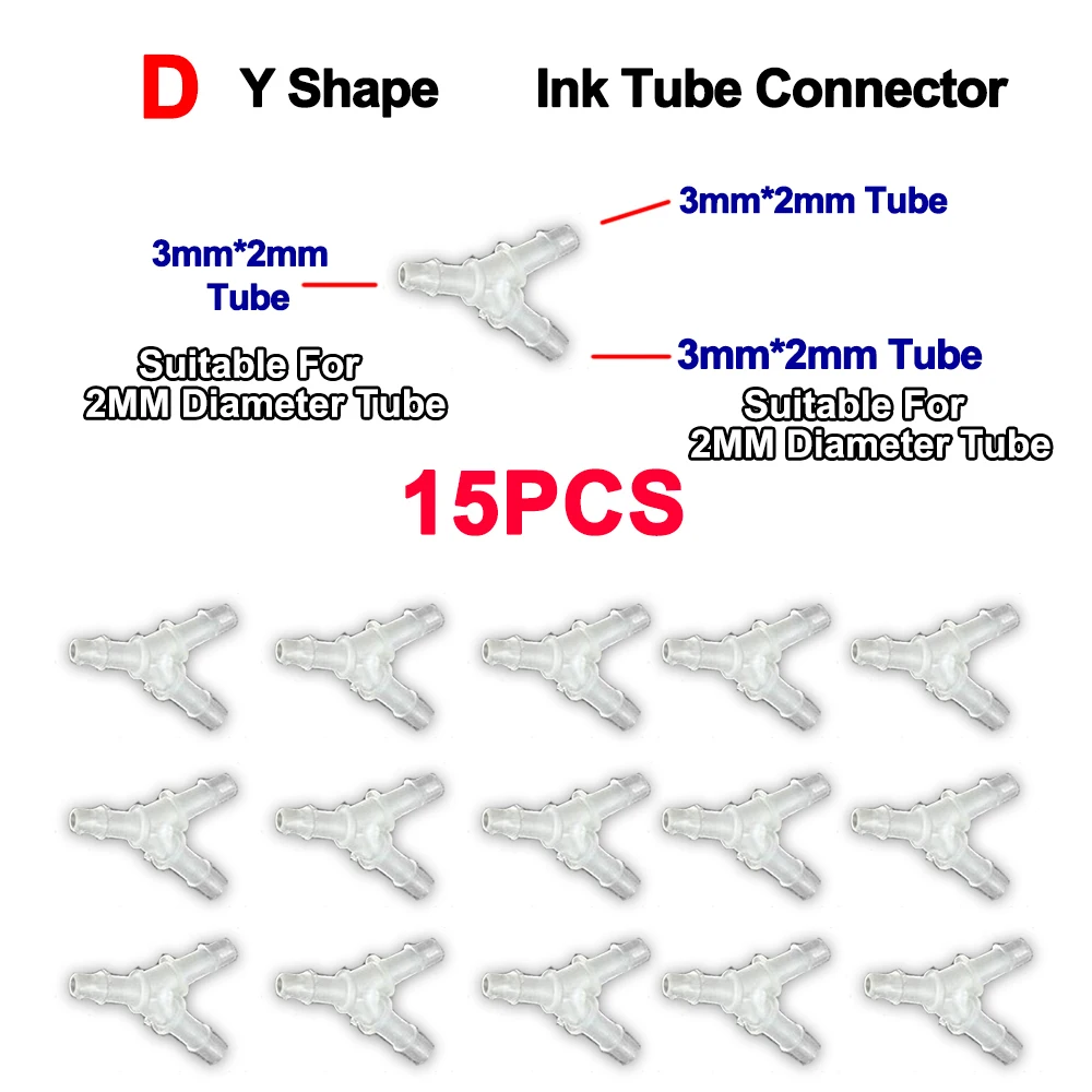 15 قطعة من موصل أنبوب الحبر المستقيم/شكل المذيبات البيئية للطابعة النافثة للحبر المسطحة DTF Ink CISS DIY