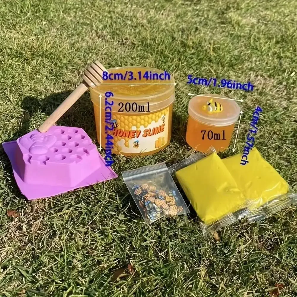 新しいハニースライムセット ハニカムスライムおもちゃ 伸びるDIY透明スライムと粘土 模擬手作りおもちゃ粘土