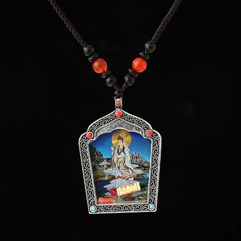 Tibetan Style Gawu Box Pendant Shurangama Mantra Thangka Amulet Necklace For Men Women Religious Collectible Jewelry