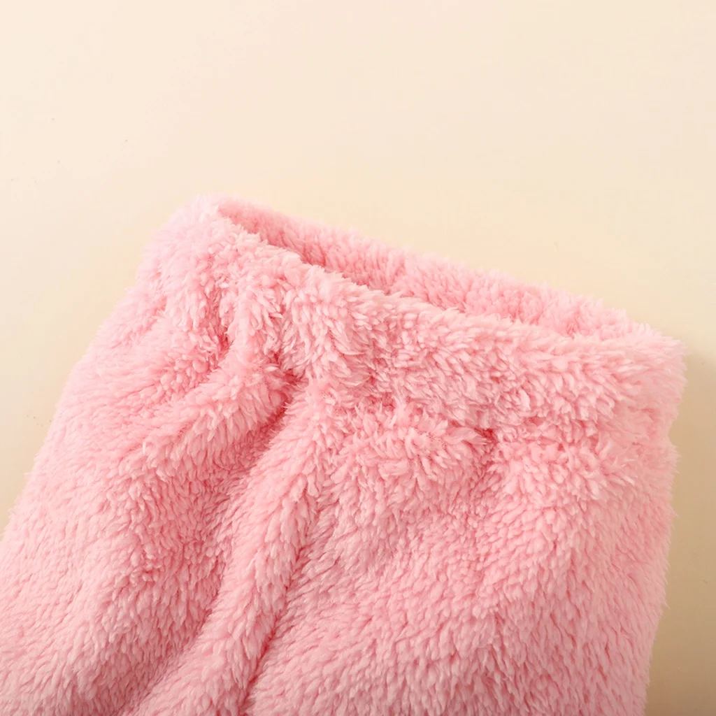 0-2 سنة الوليد طفلة الخريف الشتاء الزي الدافئ - 2 قطعة مجموعة الملابس مقنعين زغب (طويلة الأكمام هوديي أعلى + بانت) للاستخدام اليومي #4