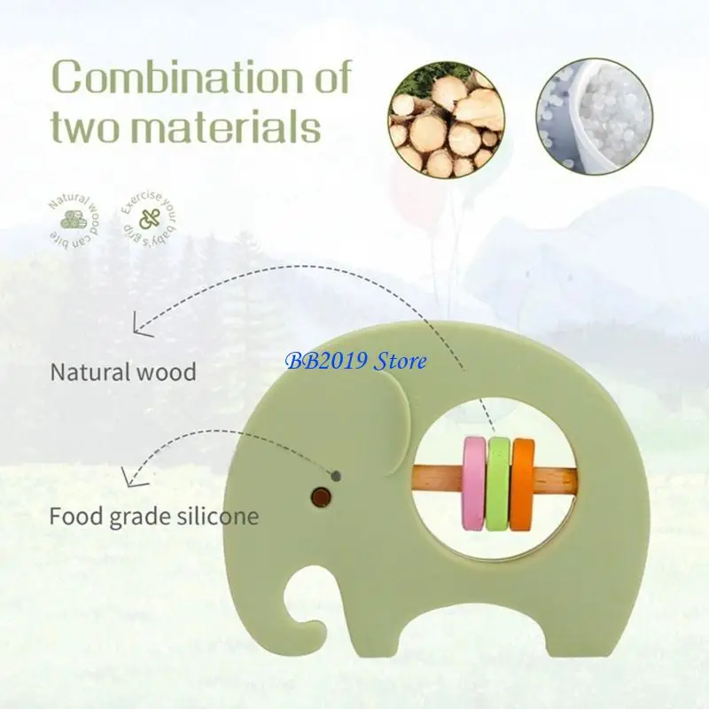 Q0kb per bambini silicone teether elefante tintinnio bambino che apprende giocattolo per dentizione per neonati 3-36 m per