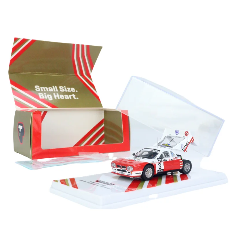 1:64 Lancia 037 Rally race car 4# alloy simulation model, children's collection of decorative toys, holiday gifts for children.