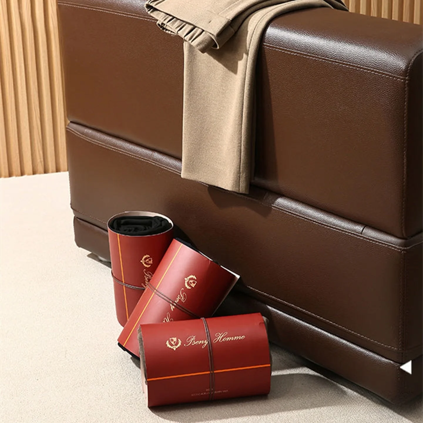 

Italy Luxury Acetate Wool 3D Tailoring Men's Casual Pants Versatile Autumn Winter Straight Leg Fit Polyester Blend Warmth