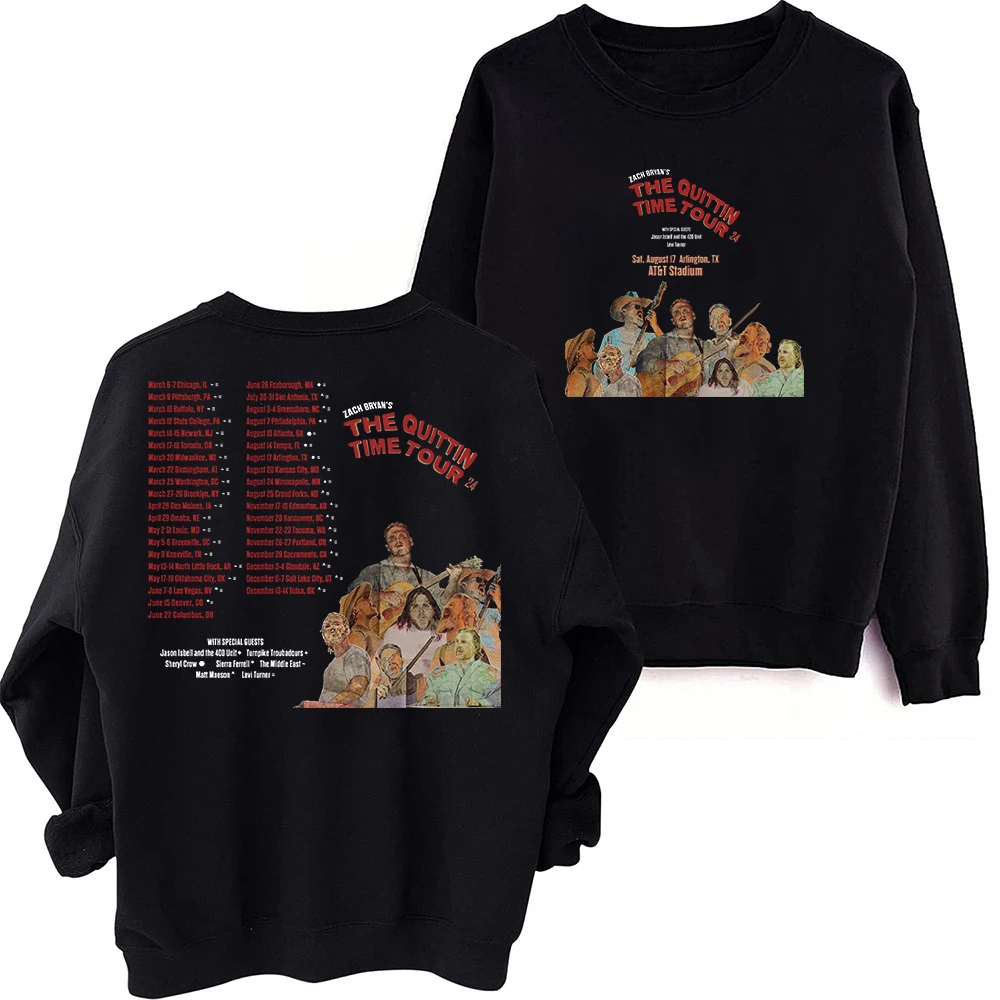 Zach Bryan The Quittin Time 2024 Sweatshirt Harajuku Round Neck Long Sleeve Oversized Fans Gift Tops