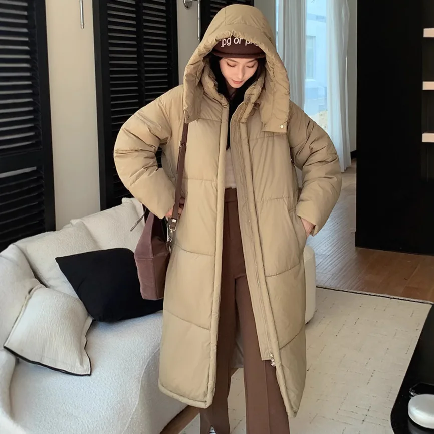 سترة نسائية كبيرة الحجم سترات طويلة معاطف بقلنسوة وسحاب متين وياقة مقلوبة وأكمام طويلة فضفاضة للمكتب للسيدات لخريف وشتاء 2025 #3